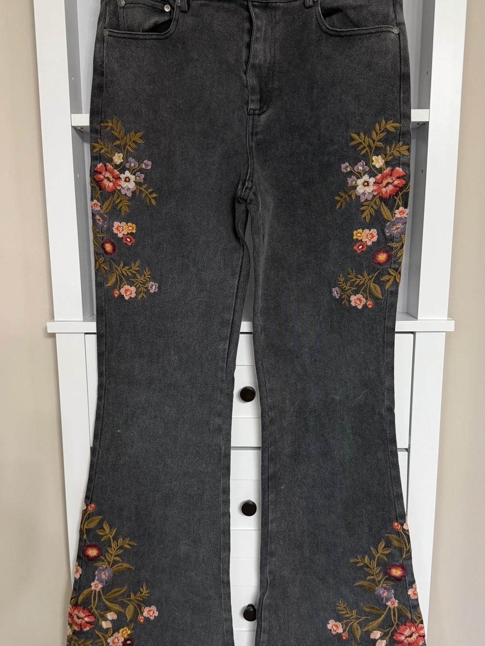 Bohme Embroidered Flare Jeans - Dark Gray - Picture 3 of 8